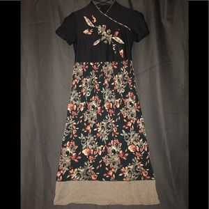 vintage flower floral plaid maxi dress